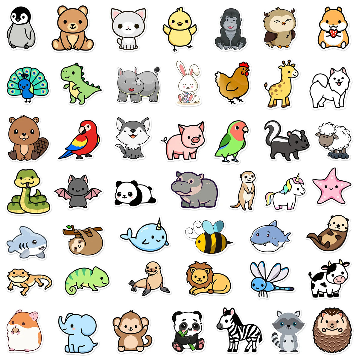 100PCS Cute Cartoon Animals Mix Graffiti Stickers DIY Phone Guitar Laptop Notebook Suitcase Cup Waterproof Sticker Kids Toy