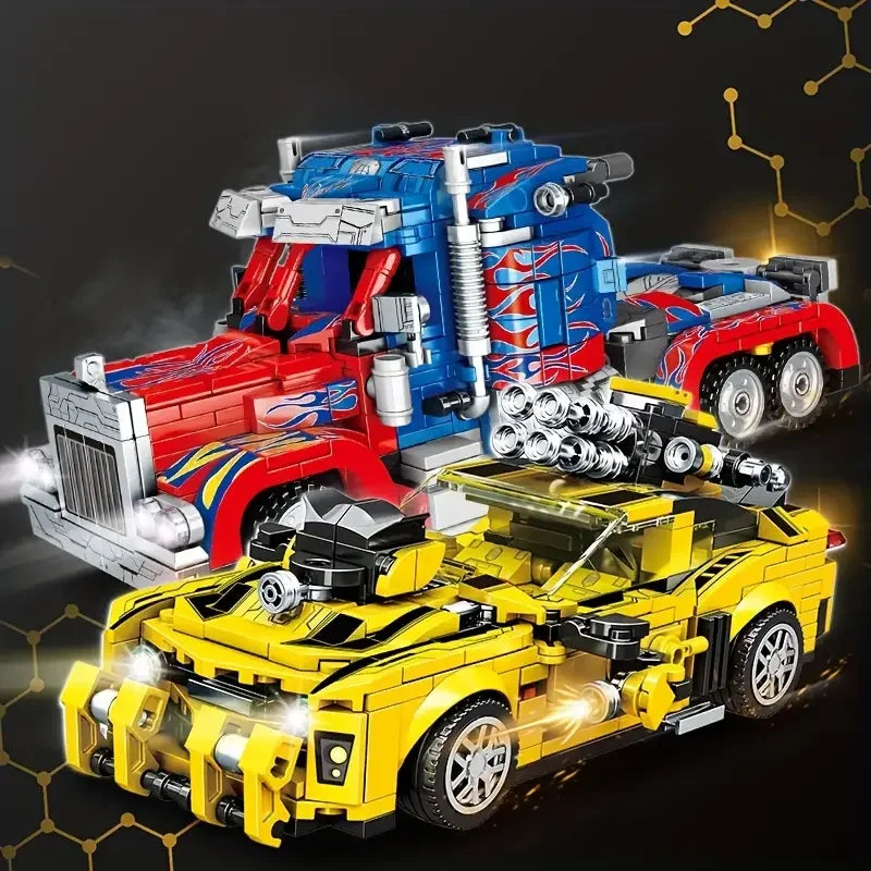624 pieces of red robot building blocks, suitable for desktop decorations, Christmas, Halloween, and birthday gifts.