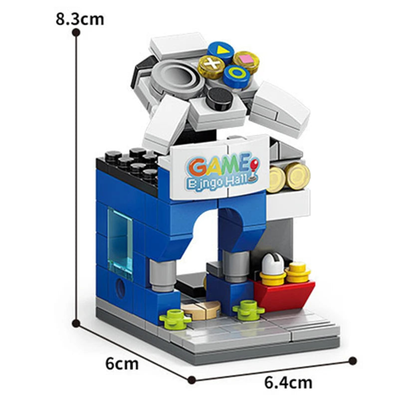 NEW DIY Makeup Convenience Store Flower Shop Hair Salon Piano Game Hall Fruit Bookstore Building Blocks Bricks Movie Model Toy