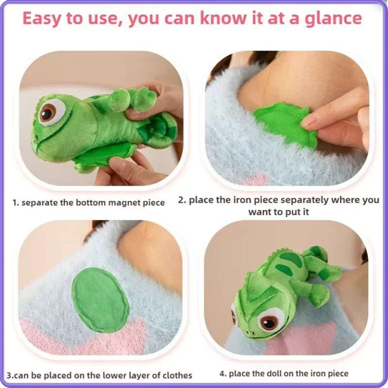 Tt-Bautiful and Vivid Pascal Rapunzel Chameleon Lying Shoulder Plushie Toy Stuffed Doll Plush Toys
