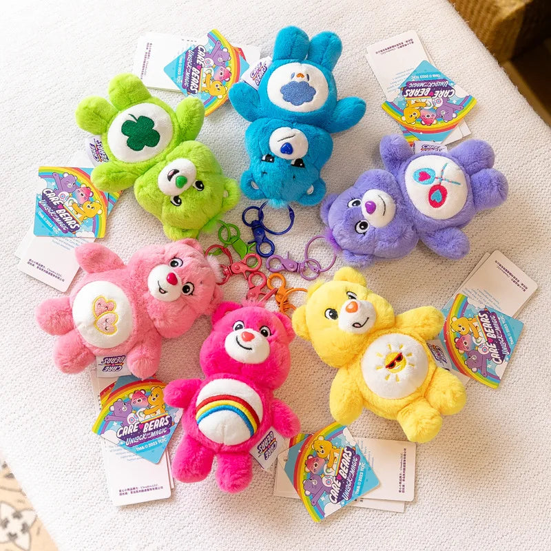 Care Bears Plush Keychain Carebears Rainbow Bear Squeak Voice Cute Stuffed Toys Doll Backpack SchoolBag Decor Keyring Girl Gifts