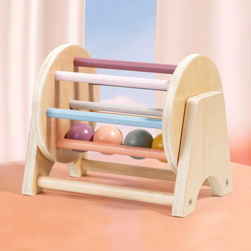 Montessori Wooden Toys Coin Ball Busy Drum Teaching Aid Gifts Color Shape Cognition Match Educational Sensory Toy