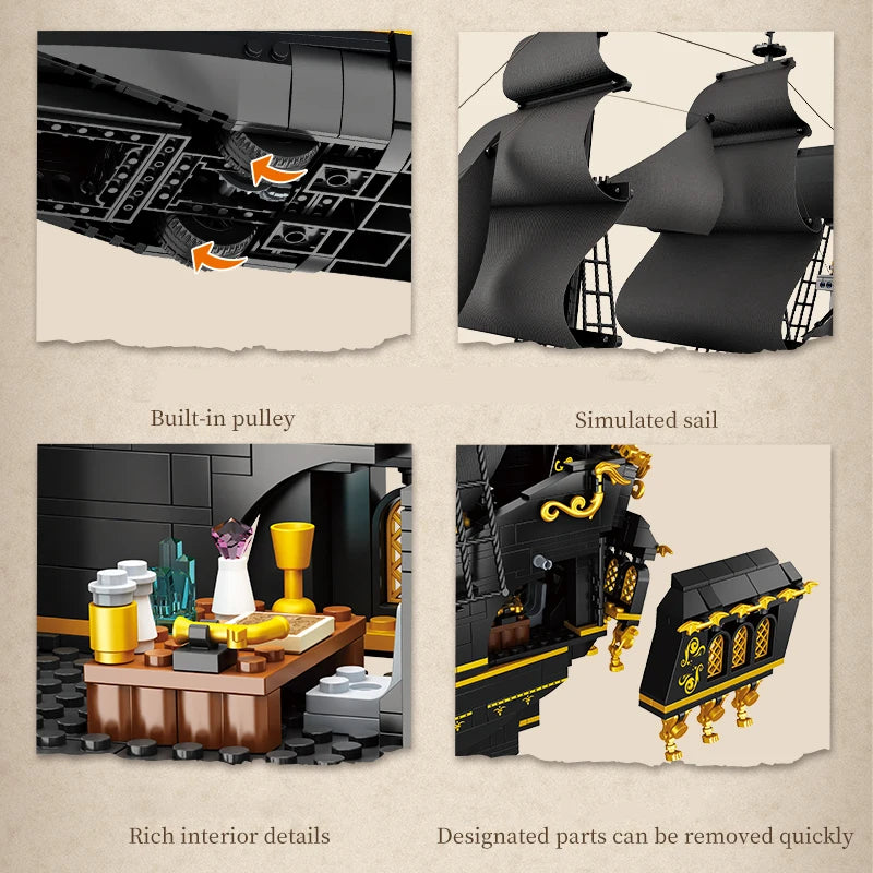 2076PCS Pirate Ship Building Blocks Model Sailboat Ornament Collection DIY Assembly Educational Bricks Toys Gifts For Kids Adult