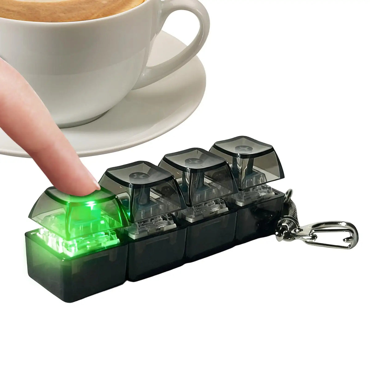 LED Keyboard Keychain Fidget Toys Crystal Clicker Sensory Toy for Stress Relief Keyboard Keychain Fidget Gadget for Adults Kids