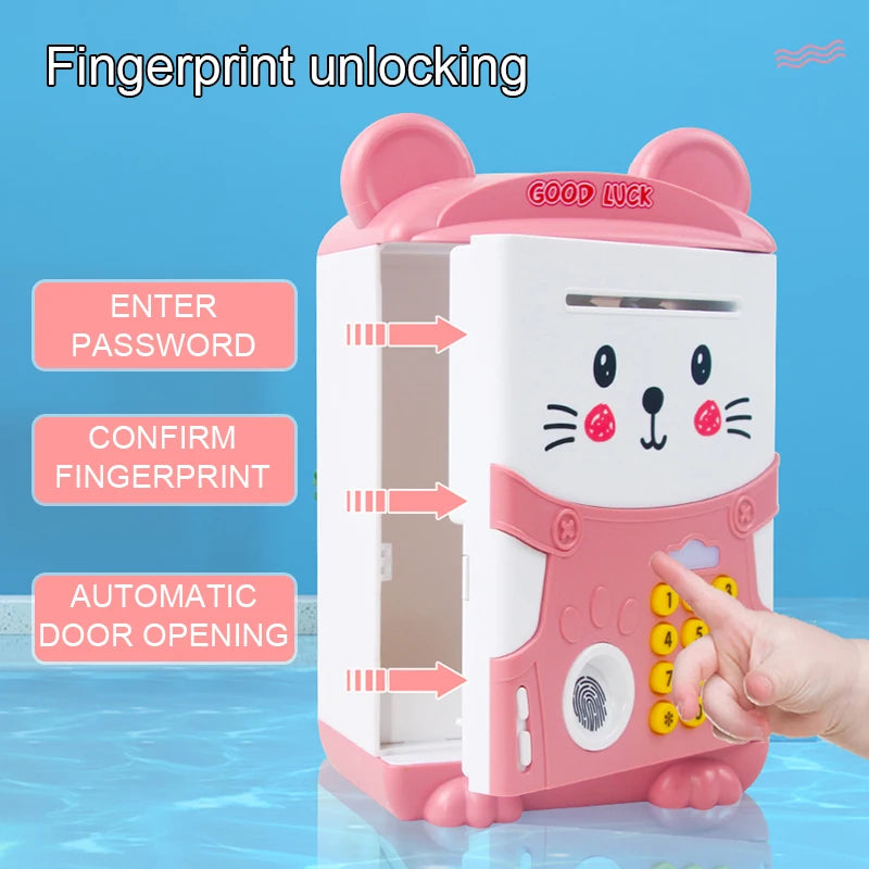 NEW Cartoon ATM Cash Saving Box Money Bank Toy For Kids Electronic Large Money Box Savings Password Digital Fingerprint Unlock