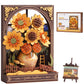 ROKR Wooden Flower Golden Sunflower Building Sets for Adult with Lights TH002, Van Gogh Wall Art Crafts, Painting Frame Room Decor, Valentine's Day/Anniversary/Birthday Gifts for Women, 266PCS