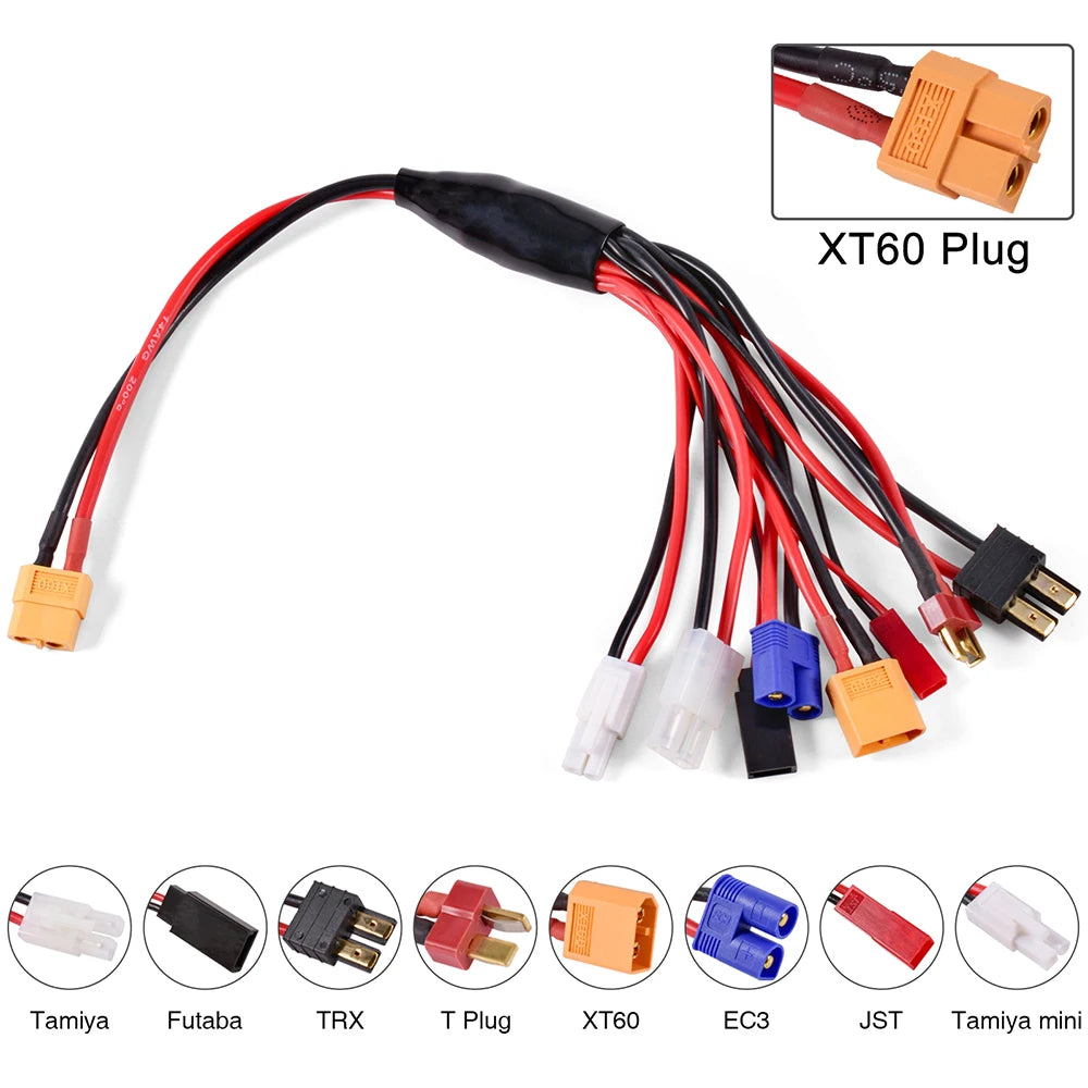 RC Charger Adapter Connector 8 In 1 Charger 4.0mm Banana XT60 TRX Tamiya Lipo for RC Car Drone Imax B6 B6AC Battery Cable
