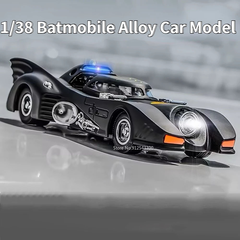 1/38 Alloy Batmobile Toy Car Model Alloy Diecast with Pull Back Sound Light Model Vehicles Collection Toy for Boy Birthday Gifts