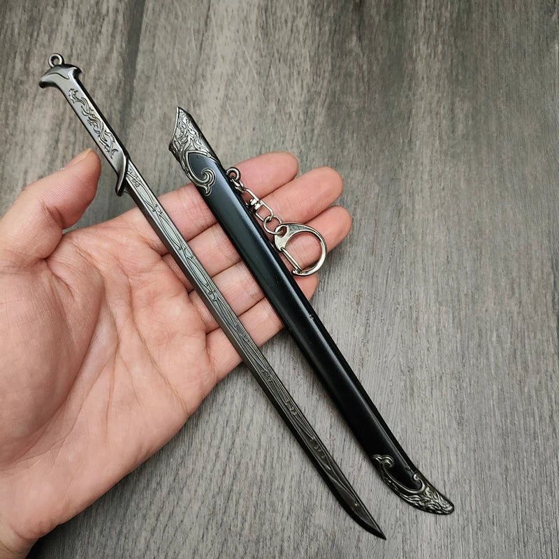 22cm Elves Anduril Middle-earth Weapon Glamdring Aragorn Narthil Sword Metal Katana Samurai Sword Keychain Ornaments Gifts Toys