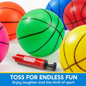 JOYFY 6 PCS Mini Basketballs 5 inches Colorful Small Ball for Basketball Hoop Inflatable Rubber Ball Toys for Toddlers Gift