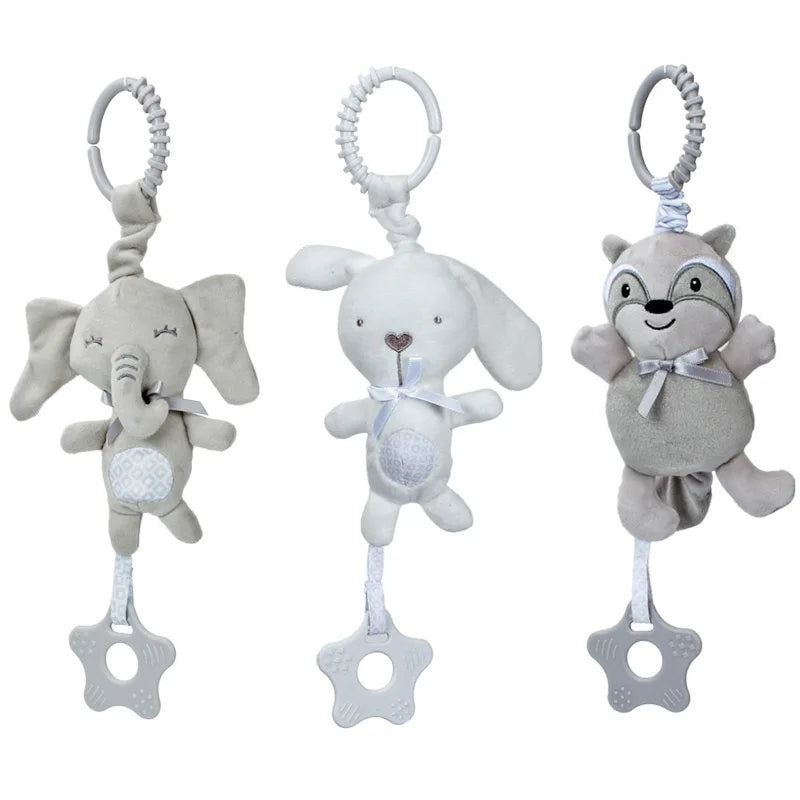 Newborn Baby Sensory Hanging Rattles Soft Early Learning Toys Kids Plush Stroller Infant Car Bed Crib with Teether for Toddlers