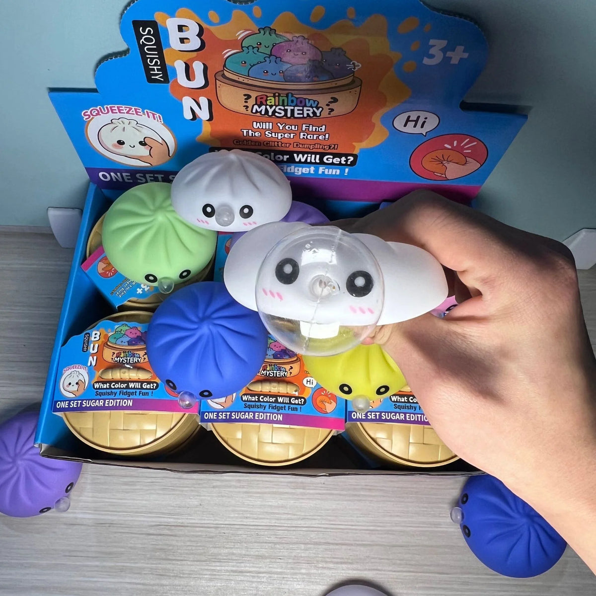 Aesthetic Bubble Puking Bun: Creative Blind Box Squeeze Toy, Realistic Food Ornament, Solid Gel Sensory Stress Reliever, New