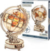 ROKR Wooden 3D Puzzle Toys - Luminous Globe Mechanical Model Building Kit Glow-in-the-Dark Globe 3D Puzzle Set Educational Toy Gift for Teens Adults