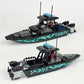 89pcs City Police Moc SWAT Black Camouflage Sea Speedboat Assault Boat Model, Small Puzzle Building Block Toy Accessories