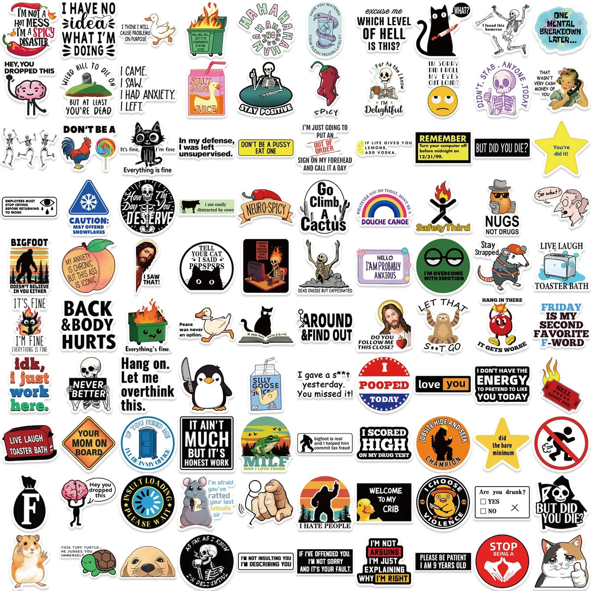 50/100PCS Funny Prank Meme Stickers Graffiti Cartoon Toys Decals DIY Skateboard Notebook Fridge Helmet Waterproof Sticker