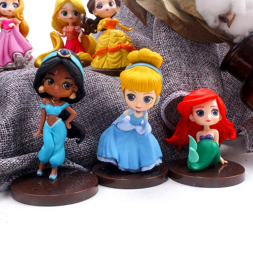 5-8cm kawaii capsule toy set of 8 pieces/group cute Q-version series mini figurine Bell long haired princess mermaid girl gift m