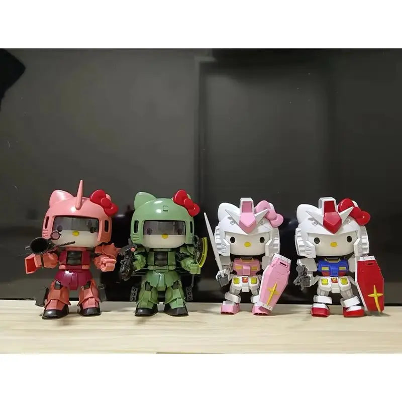 SD Chibi Mecha 4 Styles Set Assembly Model Kit With Weapon Shield Articulated Desktop Collectible Toy Gift