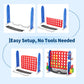 4-in-1 Giant Connect Game Set Adjustable Height, Basketball Hoop, Ring Toss and Net Jumbo Outdoor Yard Game for Families Events