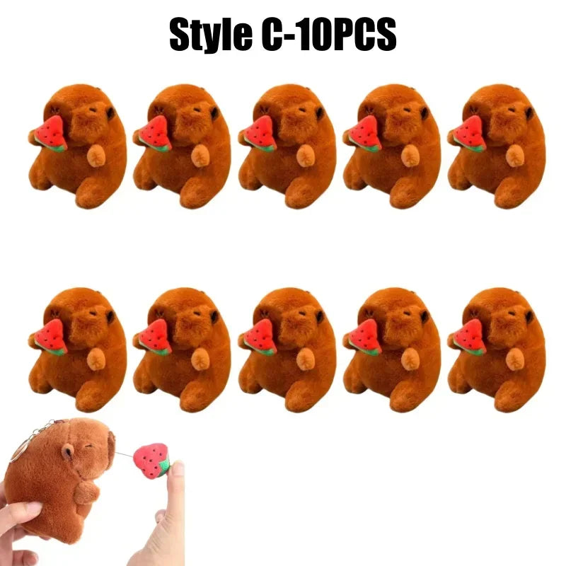 Cute 12cm Plush Capybara Keychain Snot Pulling Charm Cartoon Stuffed Animal School Bag Pendant Gift For Kids Adults