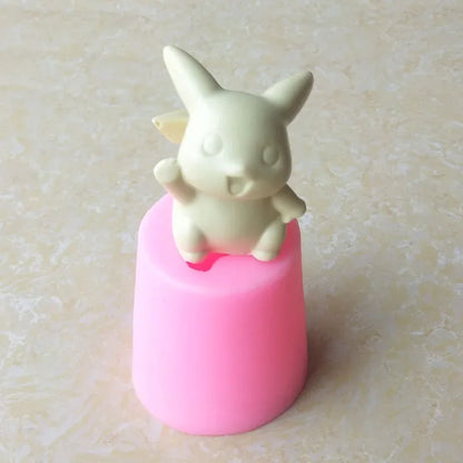 Pikachu 3D Candle Wax Anime Silicon Mold Cake Tools Cartoon Kids Chocolate Candy Dessert Cupcake Kitchen Baking Mould