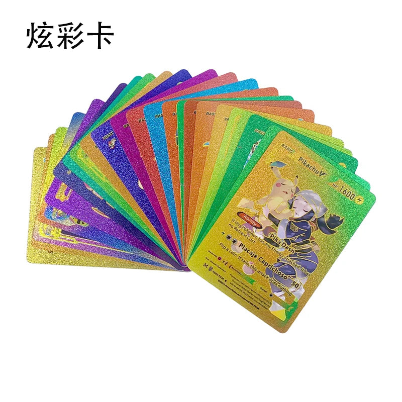 81-15Pcs Pokemon Cards Gold Silver Vmax GX Card Collection Battle Trainer Card Spanish English French Child Toys Christmas Gifts