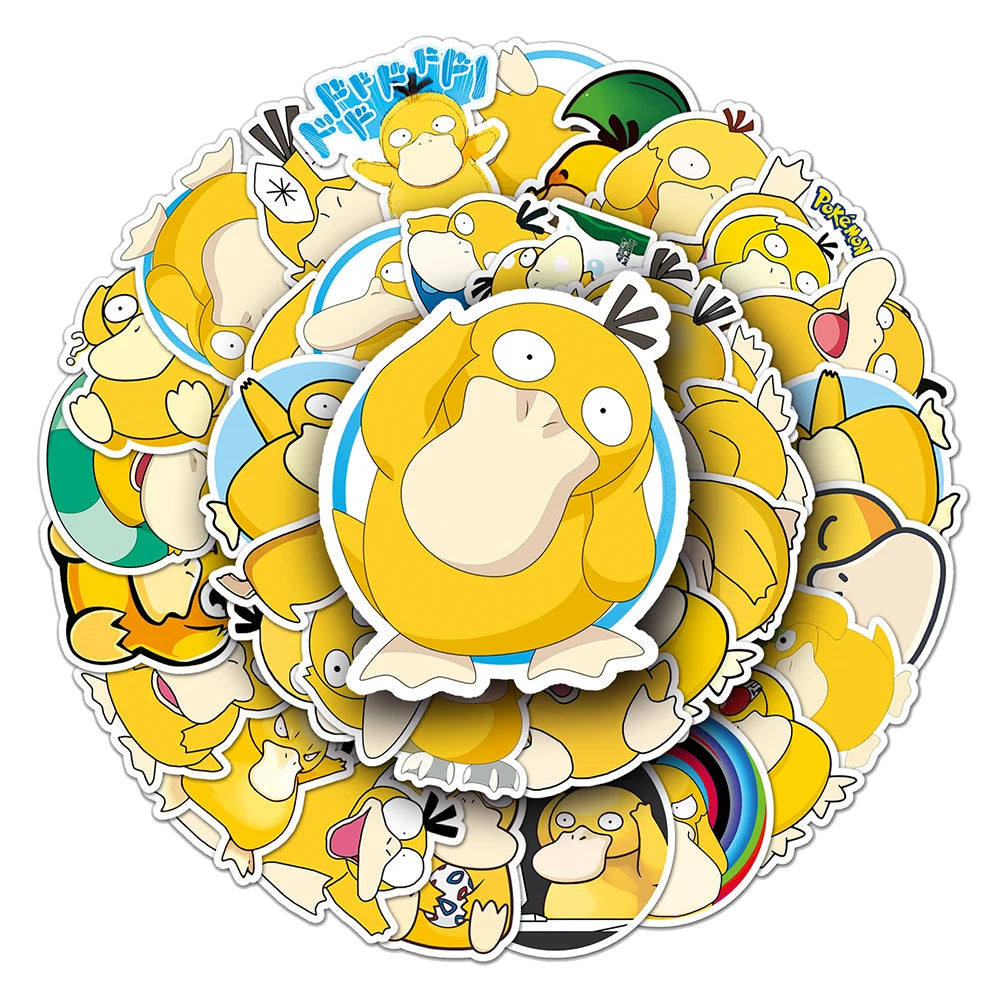 10/30/50pcs Cute Pokemon Anime Psyduck Stickers Funny Decals Toy Phone Water Bottle Notebook Kawaii Cartoon Sticker Decoration