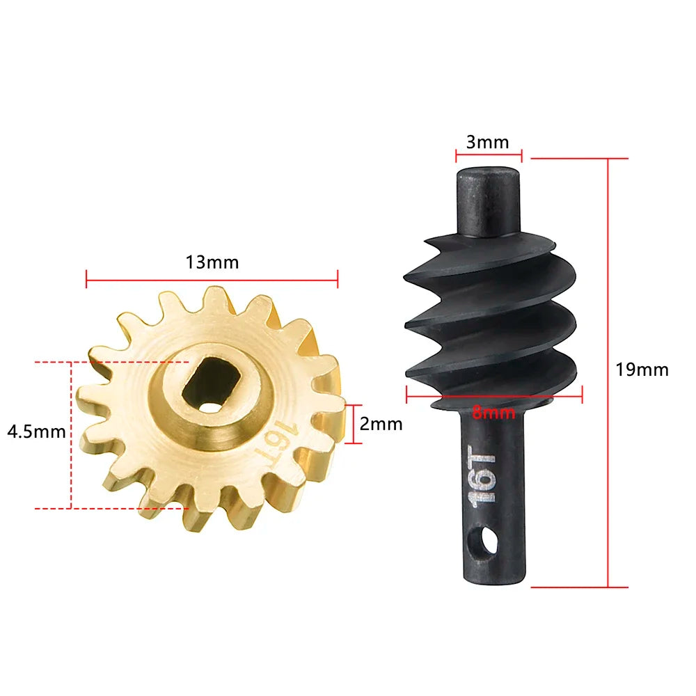AXSPEED Steel Gear Overdrive Worm Differential Axle Parts 12T 13T 14T 16T 18T for 1/24 Axial SCX24 RC Crawler Car Upgrade