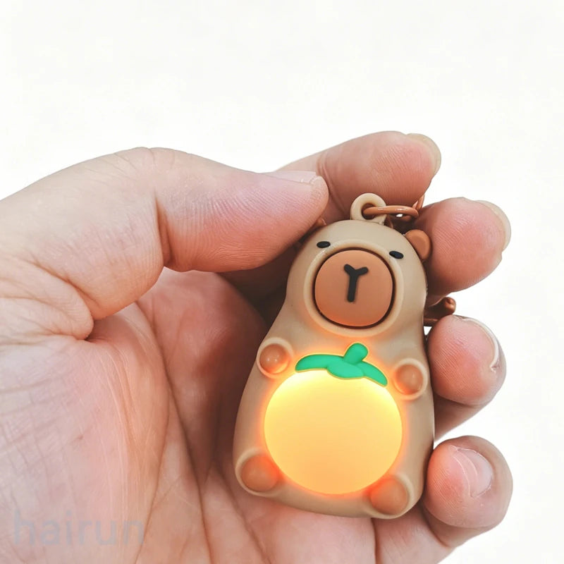 Fun Capybara Keychain With Lighted Luminous Cute Capibara Anime Lighting Keyring Mini Doll Creative Keyring Decorative Gift Toys