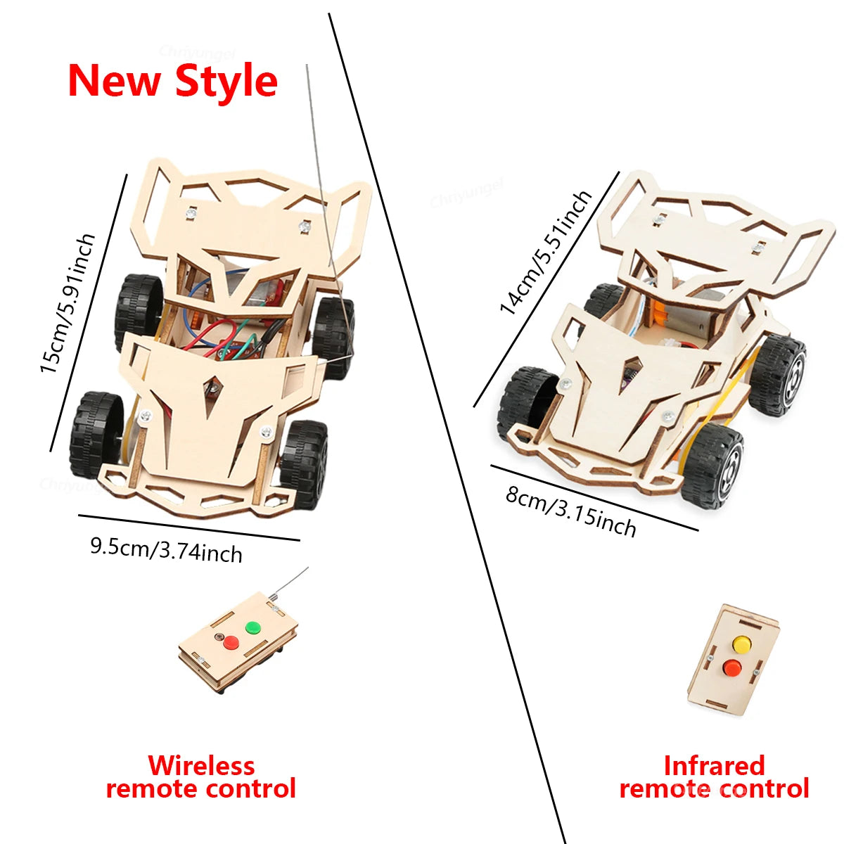 DIY Wooden Remote Control Car Wooden Four Wheel Drive Racing Assembling Science Experiment Kits KIDS STEM Educational Toy