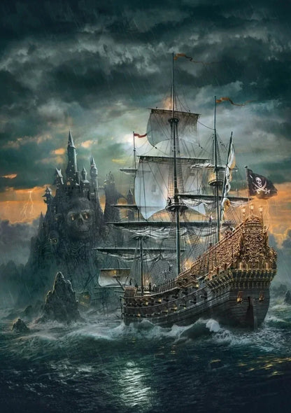 75*50cm Adult 1000pcs Paper Jigsaw Puzzle Pirate Ship Paintings Stress Reducing Difficulty Kids Educational Toys Christmas Gift
