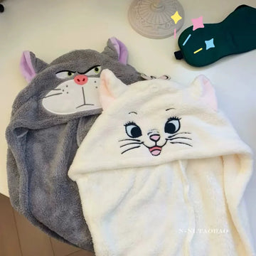 Cute Lucifer Cat Marie Cat Dry Hair Cap Women Plush Towels Shower Cap Towel Bath Hats Quick Drying Soft Lady Turban Head Girl
