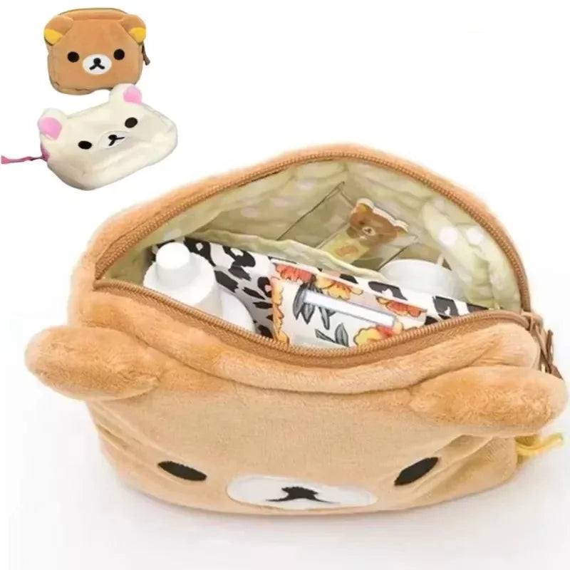 Cartoon Peripherals Rilakkuma Makeup Storage Bag Cute Anime Bear Kawaii Portable Storage Bag Wholesale Surprise Couple Gift