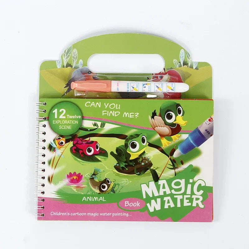 Magic Water Drawing Book - Reusable Montessori Toddler Toy, Mess-Free Painting for Early Education