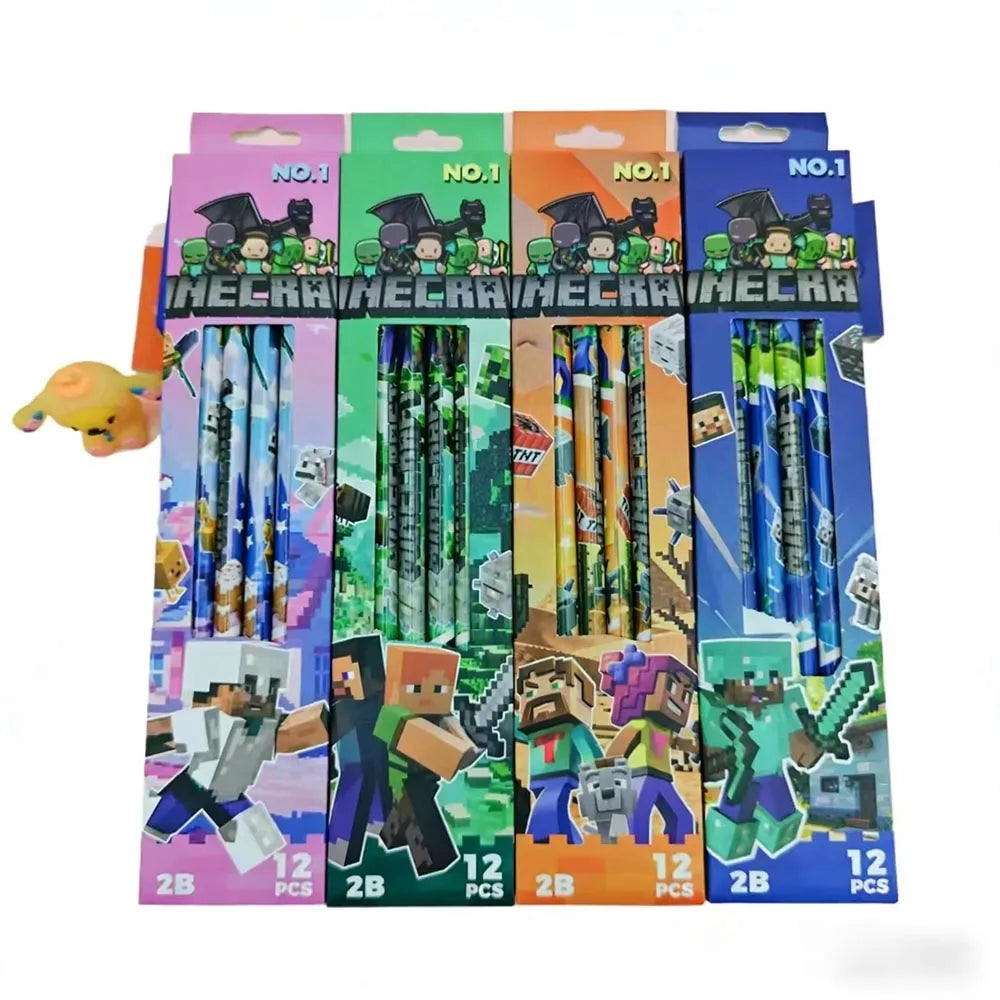 12Pcs Pencil High Appearance Level My World 2B Pencil Special Wood Pen Stationery Birthday Gift for Boy Girl