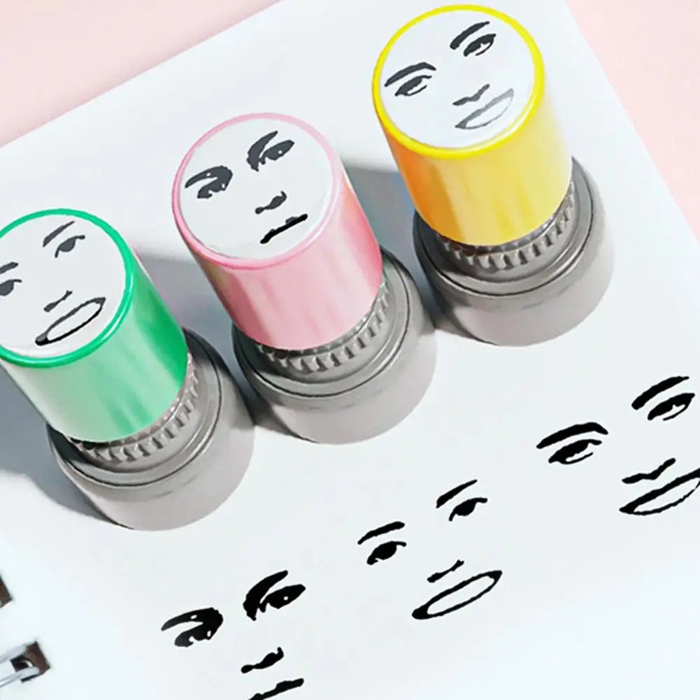 Color Random Quick-drying Inkable Fun Emotion Seal Toy Anime Characters Pressable Novelty Gag Face Seal Funny Kid's Toy