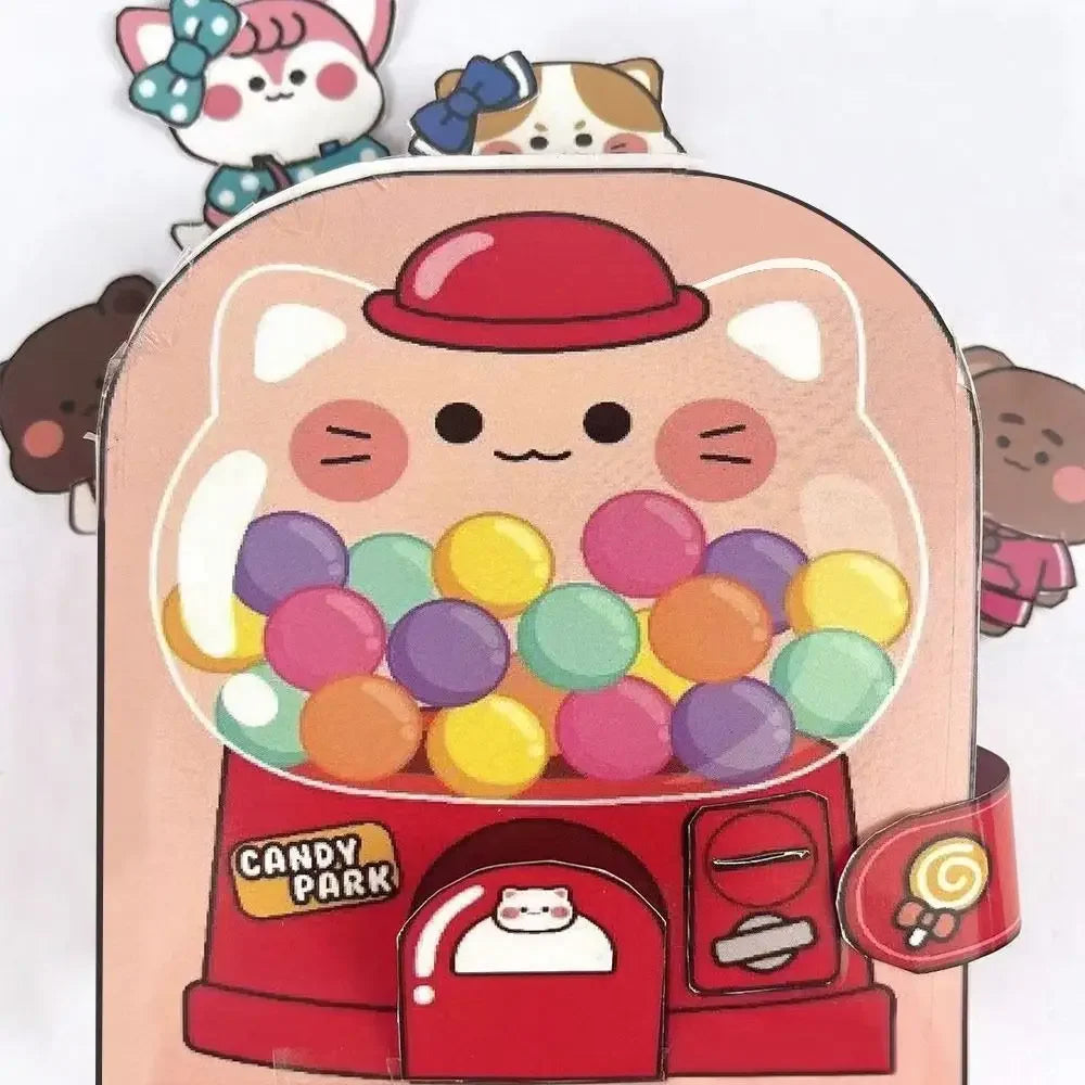 Paper Waffle Quiet Book Colorful Bread Cartoon Busy Book Fried Chicken Convenience Store Snack Bar Sticker Game.