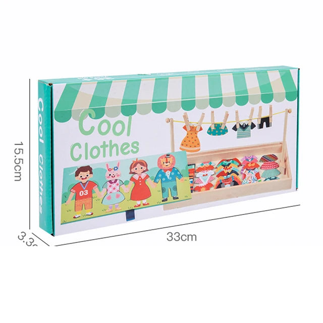 Drying Rack Clothes Dress-Up Jigsaw Puzzle Logical Thinking Matching Sorting Educational Game Wooden Toys Girls