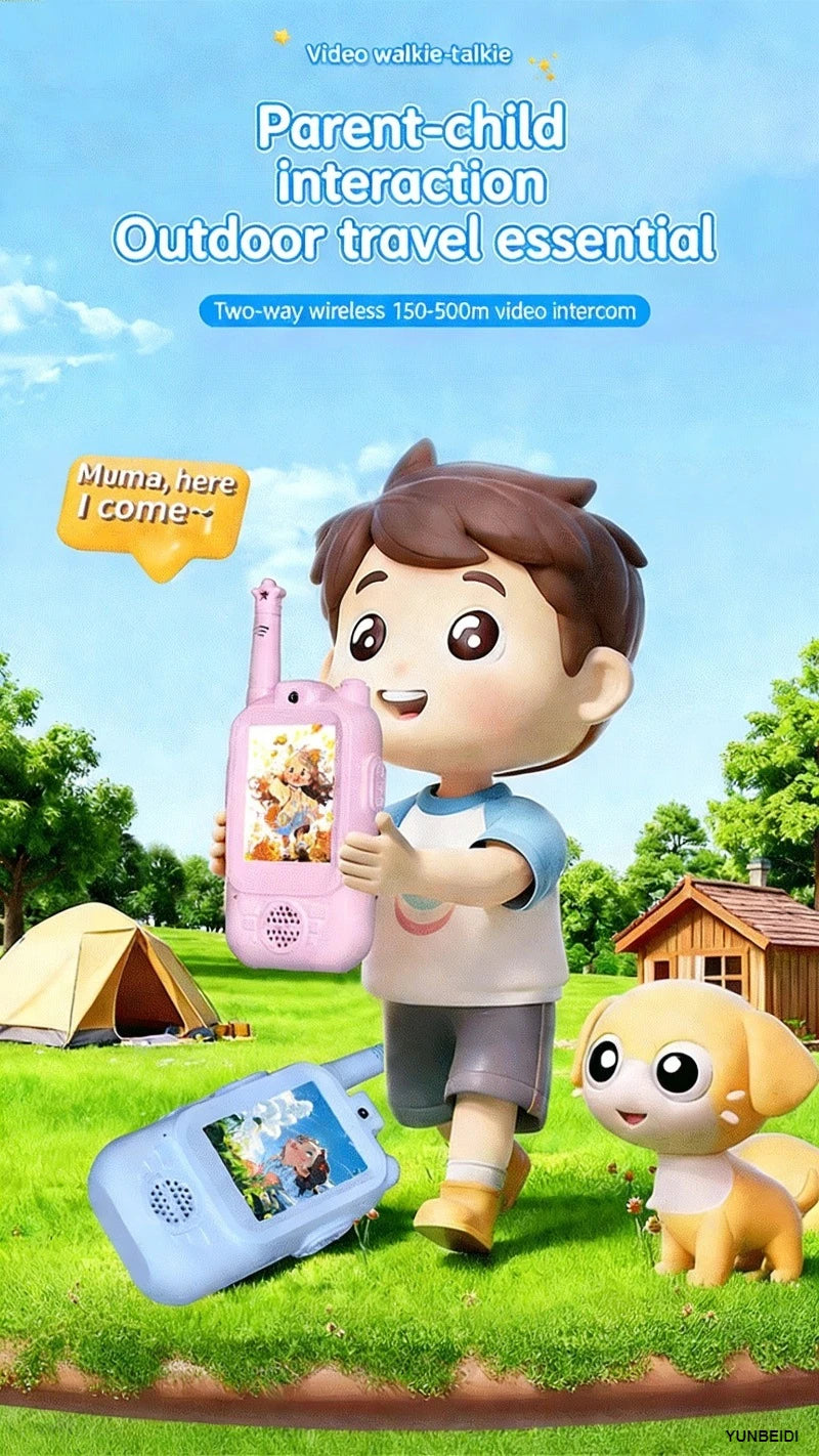 2PC Children's Video Walkie-talkie HD Walkie-talkie USB Charging Indoor Outdoor Entertainment Kids Toys Birthday Gifts Ages 3-12