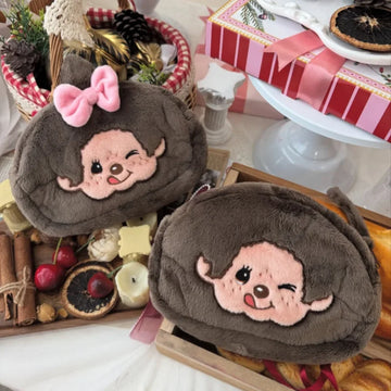 New Cartoon Playful Monchchi Plush Small Cosmetic Bag Cute Embroidered Small Change Storage Bag Cute Gift Peripherals