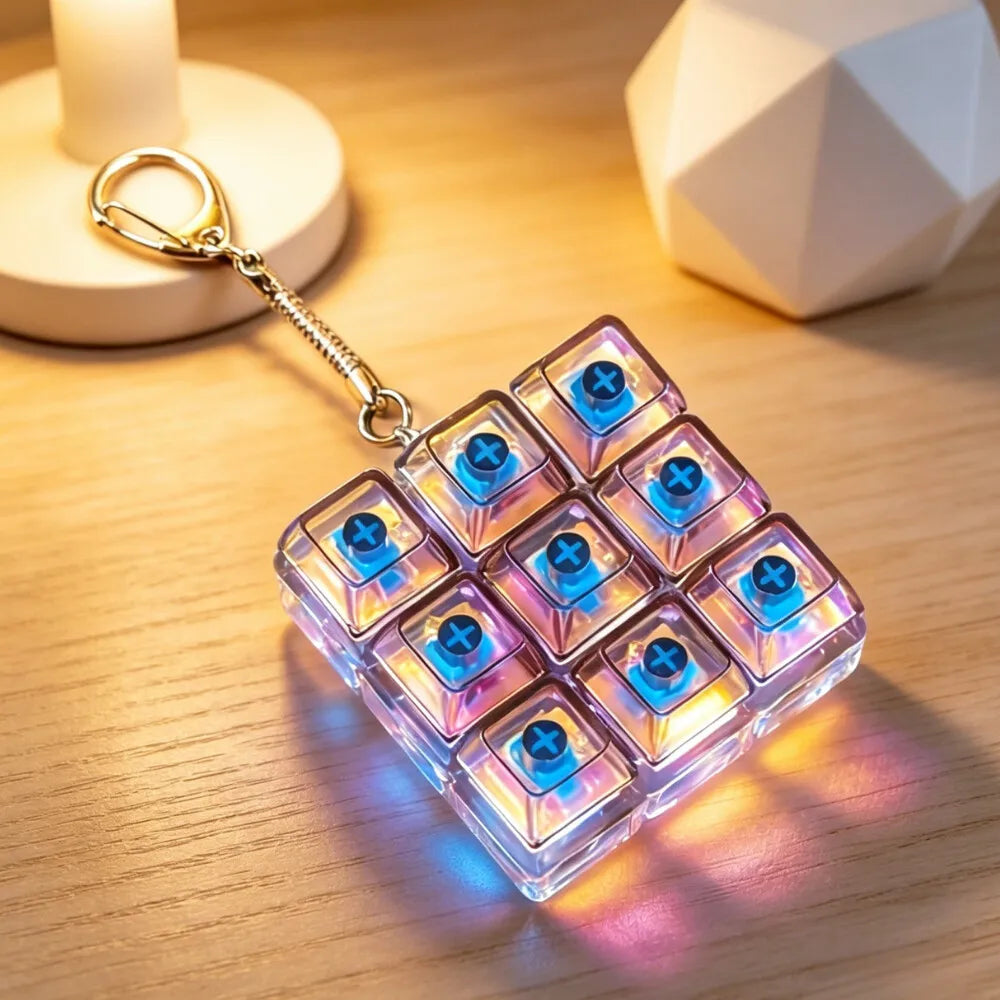 Luminous Keyboard Keychain, Pressable LED Button Fidget Toy,Office Desk Decor, Great Birthday Gift,Squeeze Relief Stress Anytime
