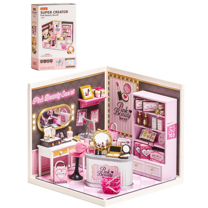 Rolife Super Creator Serious DIY Miniature House Kit Mini Dollhouse Model Building Kit with LED Light Home Decor(DW026/27/28)
