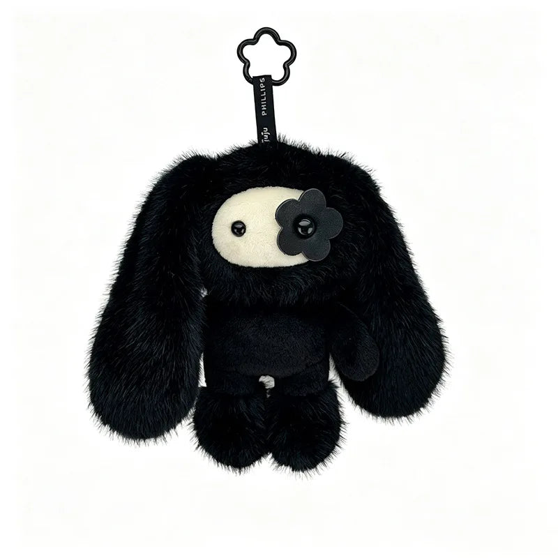 Cute Juju Rabbit Plush Keychain Flower Eye Bunny Stuffed Doll Kawaii Long Ears Animals Bag Pendant Car Keyring Toy Gift for Girl