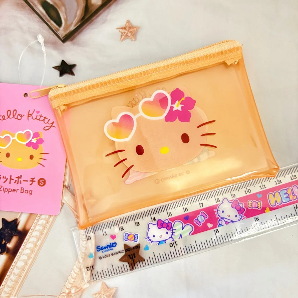 Genuine Sanrio Hello Kitty PVC Wallet Cartoon KT Cat Transparent Waterproof Card Holder Travel Portable Storage Pouch lady Gift