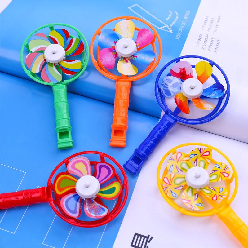 10Pcs Colorful Whistle Pinwheel Game Toy Kids Birthday Party Favors Goodies Bag Pinata Filler Christmas Back to School Gifts
