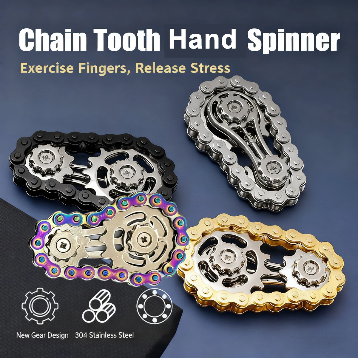 Metal Sprockets Flywheel Gear Fingertip Gyro Fidgeting Spinner Antistress Anxiety Bike Chains Spinner Fidget Toys for Adult Kids