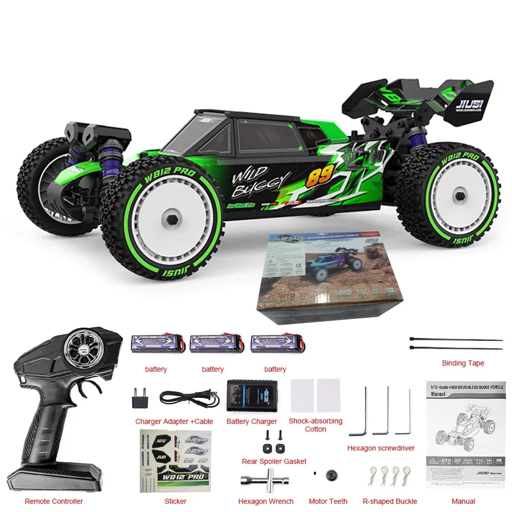 JIUSI WB12 PRO 1/12 Racing Car 80km/h Brushless 4WD RC Car High Speed 2.4G Remote Control Car Competitive Off-road Boys RC Toy