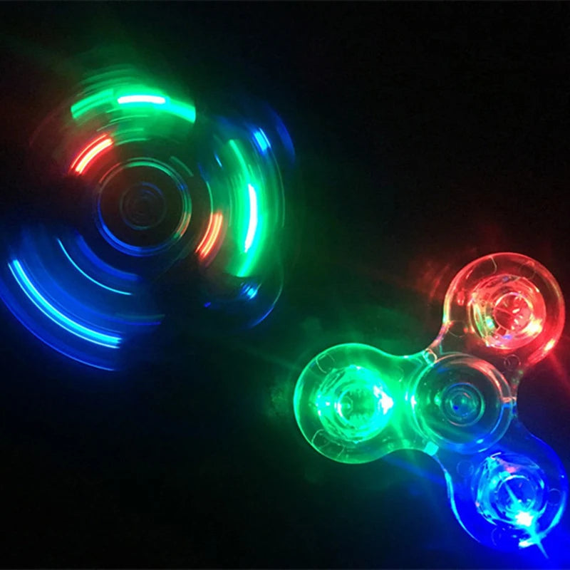 LED Colorful Light Fidget Spinner Transparent Luminous Hand Spinner Fingertip Gyroscope Finger Stress Relief Toys Gifts
