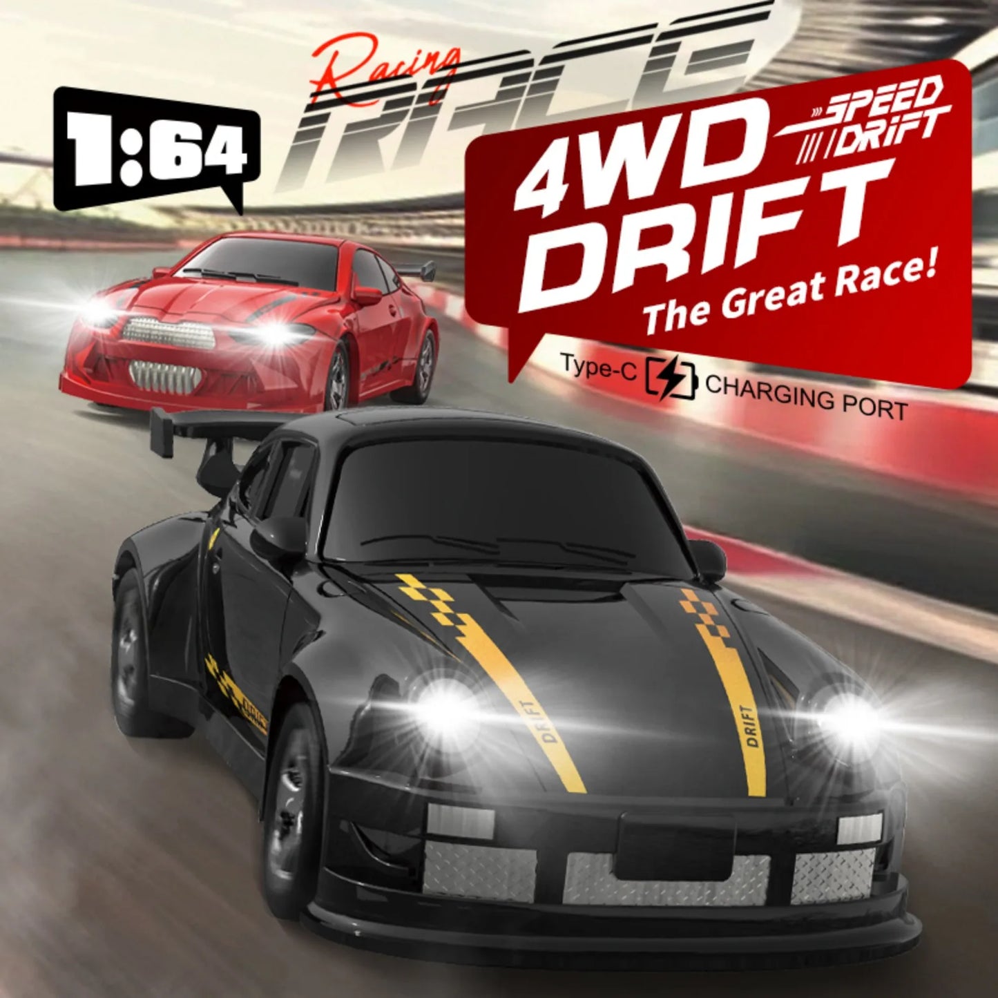 KF20 1:64 RC Desktop Car 2.4G High-Speed Racing Drift Car Mini Full Proportions Desk Competition Toy RC Toy For Boys Gift