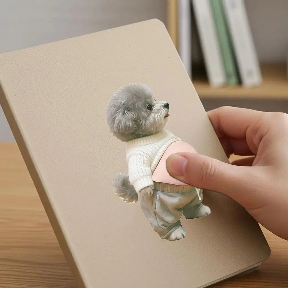 2/3PCS Shiba Inu Teddy Dog Belly Stickers Cute Puppy Wearing Outfit Silicone Self-Adhesive Stress Relief For Home Decor & Phone