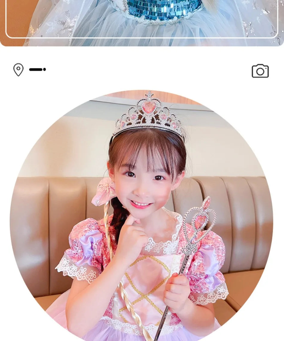 6pcs Rhinestone Tiara Crown and Magic Wand With Glitter Crystal Head Hoop Jewelry Hair Accessories For Girls Teens Birthday Gift